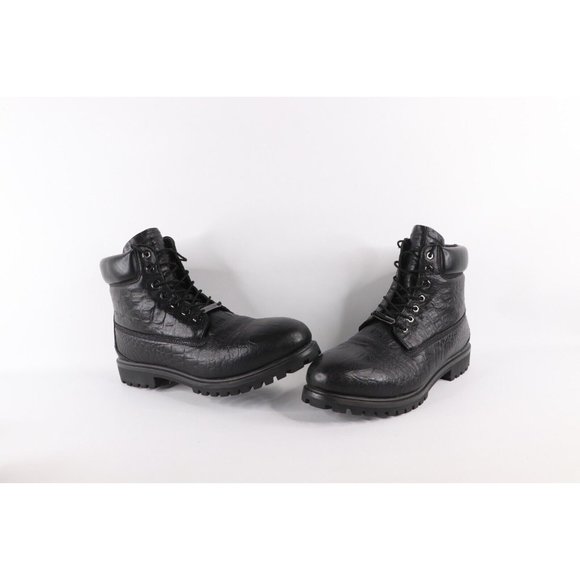 Vintage Pelle Pelle Streetwear Mens 13 Alligator Print Leather Boots Shoes Black main image 8